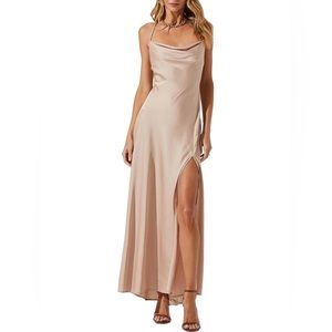 Womens Cocktail Maxi Slip Dress in color Champagne
